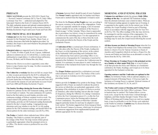 2024 Episcopal Church Revised Common Lectionary Lesson Calendar [KALENDARZ]