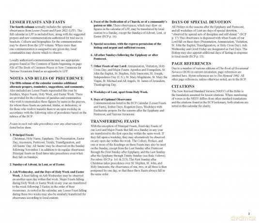 2024 Episcopal Church Revised Common Lectionary Lesson Calendar [KALENDARZ]
