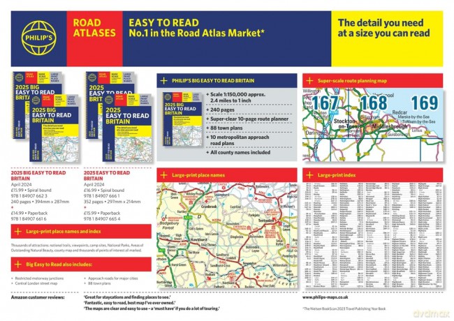 2025 Philip's Big Easy to Read Britain Road Atlas: (A3 Spiral Binding) (Philip's Road Atlases) - Philip's Maps [KSIĄŻKA]