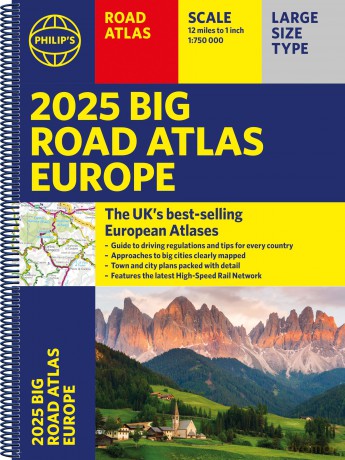 2025 Philip's Big Road Atlas of Europe: (A3 Spiral Binding) (Philip's Road Atlases) - Philip's Maps [KSIĄŻKA]