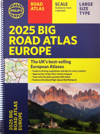 2025 Philip's Big Road Atlas of Europe: (A3 Spiral Binding) (Philip's Road Atlases) - Philip's Maps [KSIĄŻKA]