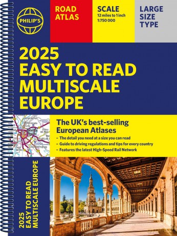 2025 Philip's Easy to Read Multiscale Road Atlas Europe: (A4 Spiral binding) (Philip's Road Atlases) - Philip's Maps [KSIĄŻKA]