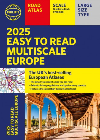2025 Philip's Easy to Read Multiscale Road Atlas of Europe: (A4 paperback with flaps) (Philip's Road Atlases) - Philip's Maps [KSIĄŻKA]