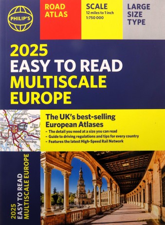 2025 Philip's Easy to Read Multiscale Road Atlas of Europe: (A4 paperback with flaps) (Philip's Road Atlases) - Philip's Maps [KSIĄŻKA]