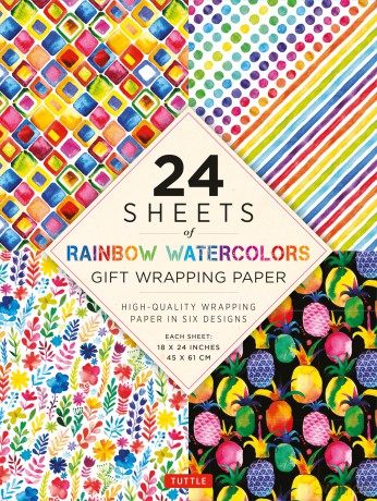 24 sheets of Rainbow Watercolors Gift Wrapping Paper: High-Quality 18 x 24 (45 x 61 cm) Wrapping Paper: 18 x 24 (45 x 61 cm) Wrapping Paper [KSIĄŻKA]