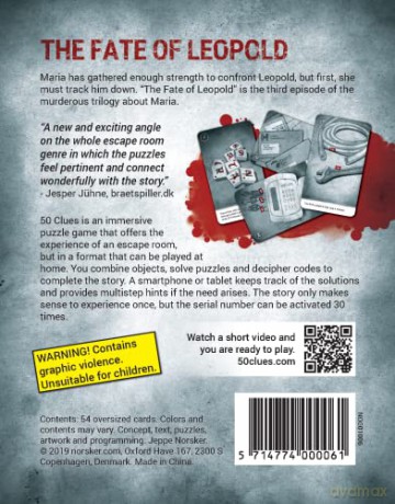 50 Clues | 50 Clues - Part 3: The Fate of Leopold | Puzzle Escape Game | Ages 16+ | 1-5 Players | 90 Minutes Playing Time [KSIĄŻKA]