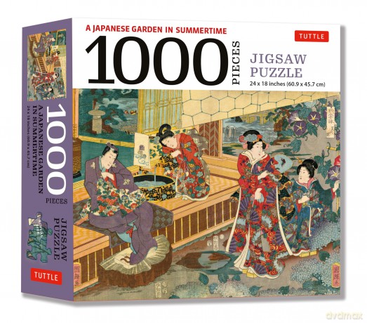 A Japanese Garden in Summertime Jigsaw Puzzle - 1,000 pieces: A Scene from THE TALE OF GENJI, Woodblock Print (Finished Size 24 in X 18 in) [PUZZLE]