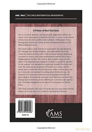 A Primer of Real Functions (Carus Mathematical Monographs) [KSIĄŻKA]