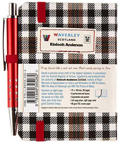 A Red, Red Rose Tartan Notebook (mini with pen) (Burns check tartan) (Waverley Scotland Tartan Cloth Commonplace Notebook): 79 - Waverley Scotland [KSIĄŻKA]