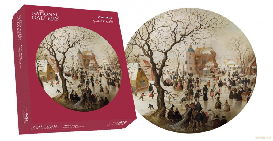 A Winter Scene with Skaters Near a Castle - National Gallery 400 Piece Circular Jigsaw Puzzle [PUZZLE]