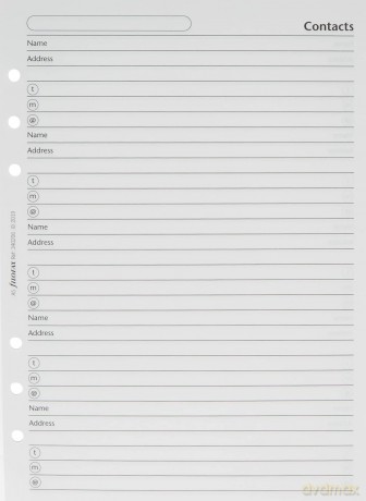 A5 Filofax Contacts Refill. Name, Address, Telephone, Mobile, E-Mail. [KSIĄŻKA]