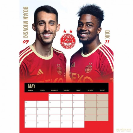 Aberdeen FC 2024 Calendar, Month To View A3 Wall Calendar, Official Product - Danilo Promotions Ltd [KALENDARZ]