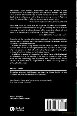 Adorno Reader (Wiley Blackwell Readers) - O'Connor O'Connor [KSIĄŻKA]