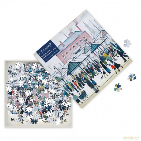 Adult Jigsaw Puzzle L.S. Lowry: Market Scene, Northern Town, 1939: 1000-piece Jigsaw Puzzles - Flame Tree [PUZZLE]