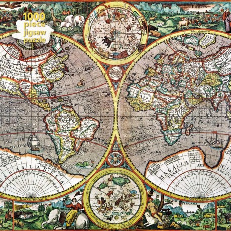 Adult Jigsaw Puzzle Pieter Van Den Keere: Antique Map of the World: 1000-Piece Jigsaw Puzzles - Flame Tree Studio [PUZZLE]