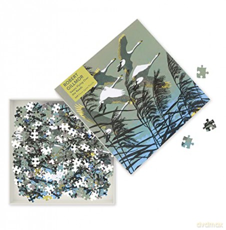 Adult Jigsaw Puzzle Robert Gillmor: Swans Flying Over the Reeds (500 Pieces): 500-Piece Jigsaw Puzzles - Flame Tree Studio [PUZZLE]