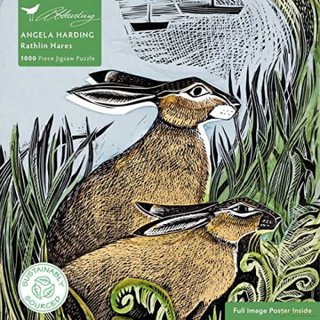 Adult Sustainable Jigsaw Puzzle Angela Harding: Rathlin Hares: 1000-Pieces. Ethical, Sustainable, Earth-Friendly - Flame Tree Studio [PUZZLE]