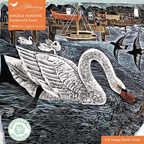 Adult Sustainable Jigsaw Puzzle Angela Harding: Southwold Swan: 1000-Pieces. Ethical, Sustainable, Earth-Friendly - Flame Tree Studio [PUZZLE]