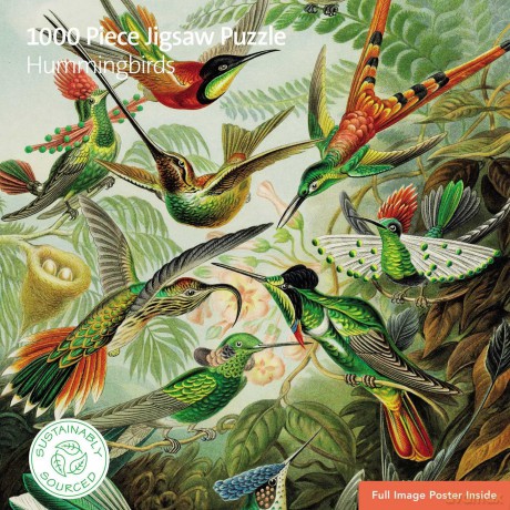 Adult Sustainable Jigsaw Puzzle V&a: Humming Birds: 1000-Pieces. Ethical, Sustainable, Earth-Friendly - Flame Tree Studio [PUZZLE]