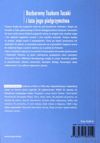 Bezbarwny Tsukuru Tazaki i lata jego pielgrzymstwa (miękka) - Murakami Haruki [KSIĄŻKA]