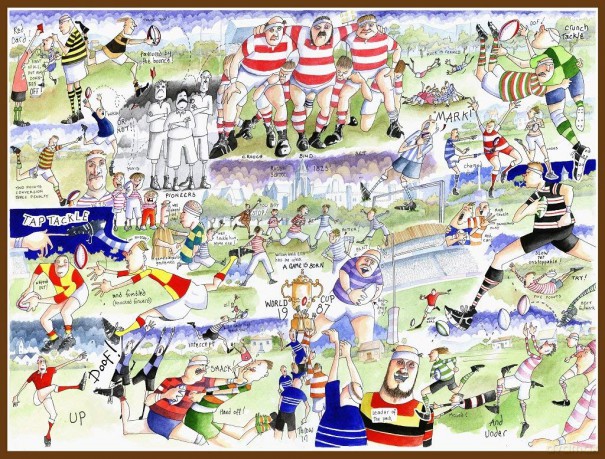 All Jigsaw Puzzles - Rugby By Tim Bulmer - 1000 Piece Puzzle For Adults, Large Puzzle 66cm X 50cm In Size. Challenging To Complete But Fun And Humorous [PUZZLE]