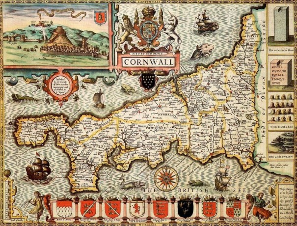 All Jigsaw Puzzles CORN1 Cornwall Historical Map 1000 Piece (1610) [PUZZLE]