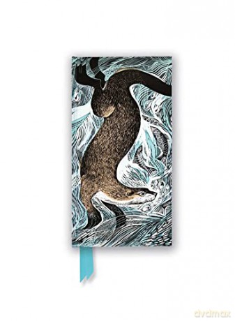 Angela Harding: Fishing Otter (Foiled Slimline Journal) (Flame Tree Slimline Journals) - Flame Tree Studio [KALENDARZ]