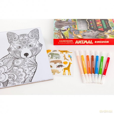 Animal Kingdom Colouring Book | Kaleidoscope Colouring Kit with 7 Double-Ended Markers | Colouring Book for Adults and Children - Hinkler Pty Ltd [KSIĄŻKA]