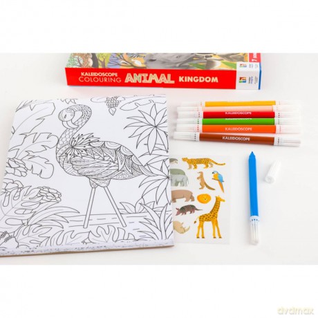 Animal Kingdom Colouring Book | Kaleidoscope Colouring Kit with 7 Double-Ended Markers | Colouring Book for Adults and Children - Hinkler Pty Ltd [KSIĄŻKA]