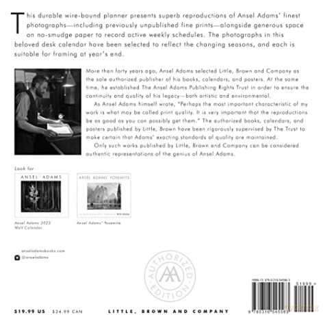 Ansel Adams 2023 Engagement Calendar: Authorized Edition: 12-Month Nature Photography Collection (Weekly Calendar and Planner) - Chris Carse Wilson [KSIĄŻKA]