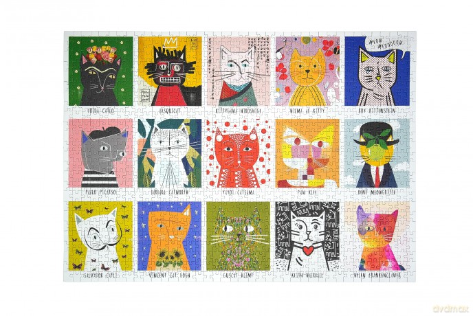 Art Cats 1000 Piece Jigsaw Puzzle for Adults | Premium 100% Recycled Board | 1000 Piece Cat Jigsaw Puzzle | Gift for Cat Lovers | Happily Jigsaw Puzzles [PUZZLE]