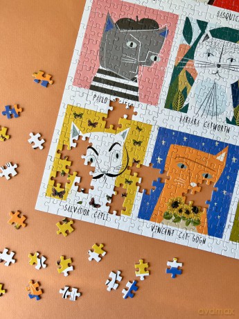 Art Cats 1000 Piece Jigsaw Puzzle for Adults | Premium 100% Recycled Board | 1000 Piece Cat Jigsaw Puzzle | Gift for Cat Lovers | Happily Jigsaw Puzzles [PUZZLE]