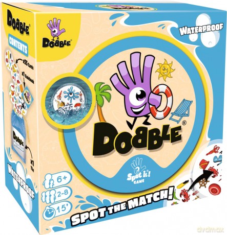 Asmodee | Dobble Waterproof | Card Game | Ages 6+ | 2-8 Players | 15 Minutes Playing Time [KSIĄŻKA]
