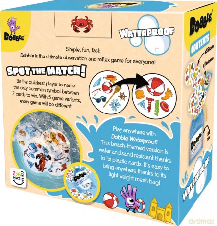 Asmodee | Dobble Waterproof | Card Game | Ages 6+ | 2-8 Players | 15 Minutes Playing Time [KSIĄŻKA]