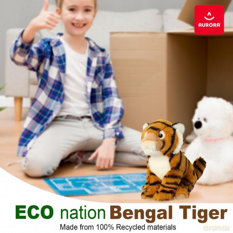 Aurora, 35000, Eco Nation Bengal Tiger, 9In, Soft Toy, (Orange, Black, White)