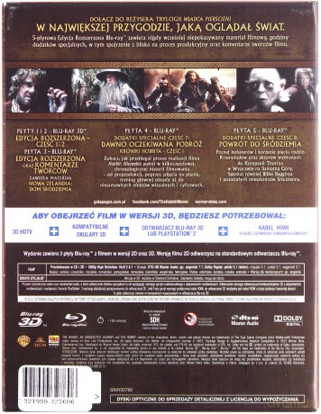 Hobbit: Niezwykła Podróż 3D (wydanie rozszerzone) [2xBlu-Ray 3D]+[3xBlu-Ray]