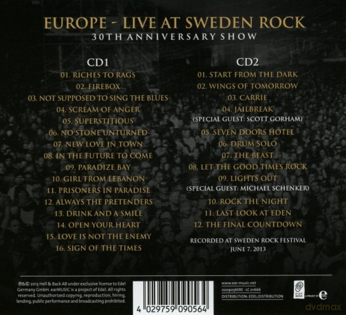 Europe: Live At Sweden Rock [2CD]