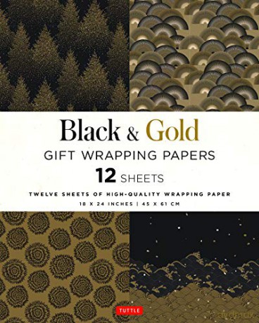 Black and Gold Gift Wrapping Papers: 12 Sheets of High-Quality 18 x 24 inch Wrapping Paper: 18 x 24 inch (45 x 61 cm) Wrapping Paper [KSIĄŻKA]