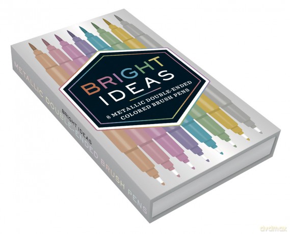 Bright Ideas Metallic Double-Ended Colored Brush Pens: 8 Colored Pens - Chronicle Books [KSIĄŻKA]