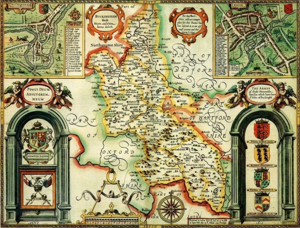 Buckinghamshire Historical Map 1000 Piece Jigsaw Puzzle (1610). Free print! [GRA]