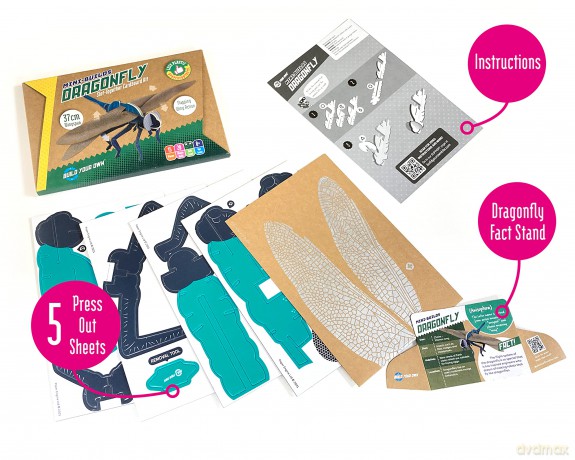 Build Your Own Beautiful Dragonfly - Pull Tab Flapping Wing Action - Eco Friendly Cardboard Craft Kit - Ages 8+ [KSIĄŻKA]