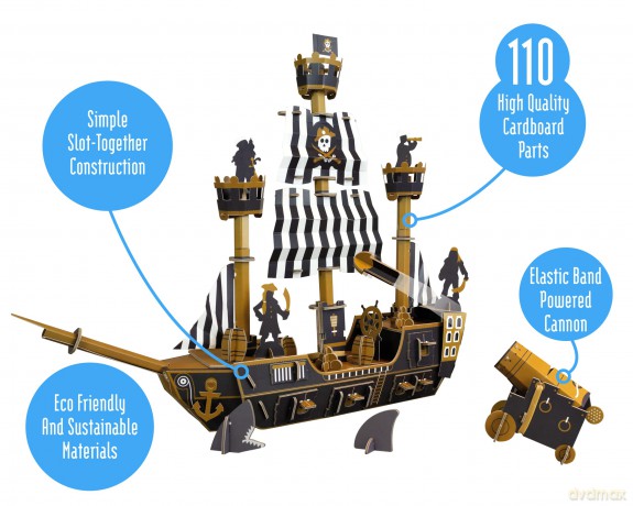 Build Your Own Exploding Pirate Ship - Eco Friendly Cardboard Craft Kit - Ages 8+ [KSIĄŻKA]