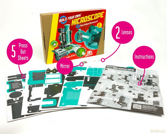Build Your Own Microscope - x30 Powerful Magnification - Eco Friendly Cardboard Craft Kit - Ages 8+ [KSIĄŻKA]