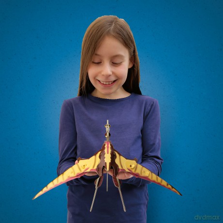 Build Your Own Moving Pteranodon - Pull Tab Flapping Wing Action - Eco Friendly Cardboard Craft Kit - Ages 8+ [PUZZLE]