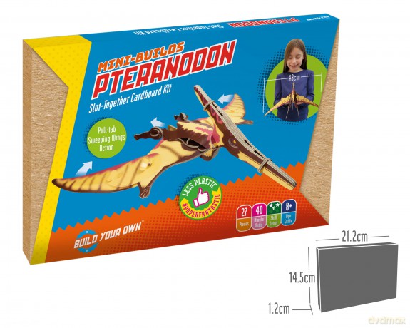 Build Your Own Moving Pteranodon - Pull Tab Flapping Wing Action - Eco Friendly Cardboard Craft Kit - Ages 8+ [PUZZLE]