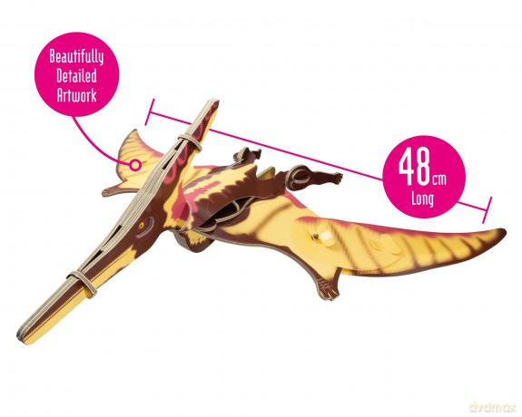 Build Your Own Moving Pteranodon - Pull Tab Flapping Wing Action - Eco Friendly Cardboard Craft Kit - Ages 8+ [PUZZLE]