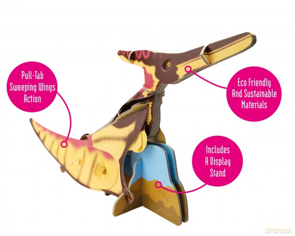 Build Your Own Moving Pteranodon - Pull Tab Flapping Wing Action - Eco Friendly Cardboard Craft Kit - Ages 8+ [PUZZLE]