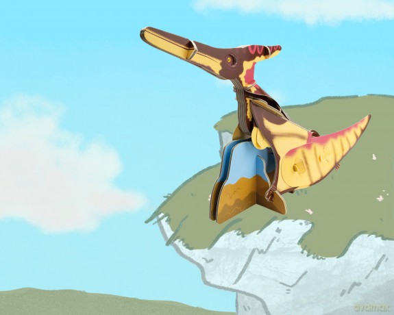 Build Your Own Moving Pteranodon - Pull Tab Flapping Wing Action - Eco Friendly Cardboard Craft Kit - Ages 8+ [PUZZLE]
