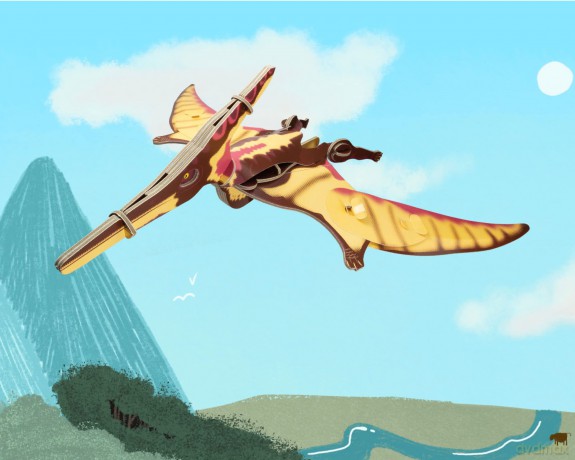 Build Your Own Moving Pteranodon - Pull Tab Flapping Wing Action - Eco Friendly Cardboard Craft Kit - Ages 8+ [PUZZLE]