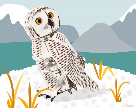 Build Your Own Moving Snowy Owl - Rotating Head Action - Eco Friendly Cardboard Craft Kit - Ages 8+ [KSIĄŻKA]